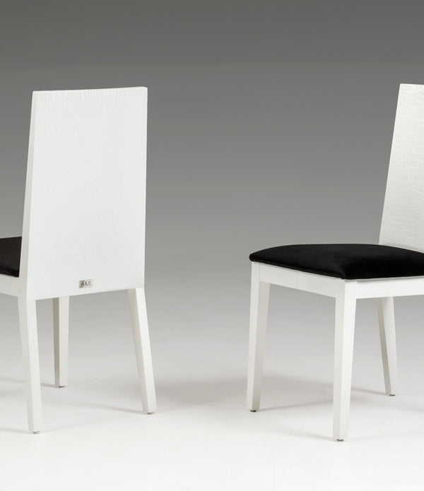 Two 36' White Fabric Dining Chairs