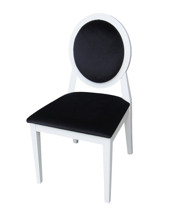 Two 36' White Lacquer Black Fabric Side Chairs