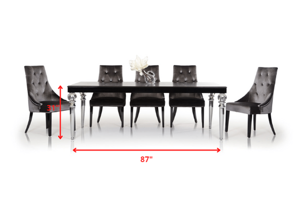 31' Black Crocodile Lacquer Dining Table