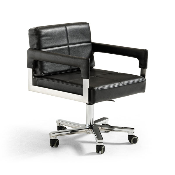 29' Black Bonded Leather and Steel Office Chair