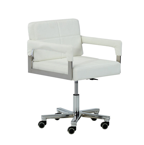 29' White Bonded Leather and Steel Office Chair