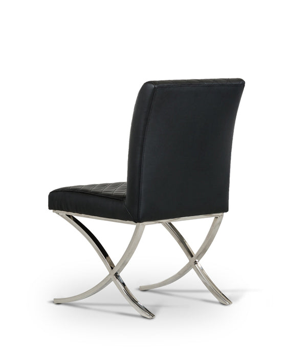 36' Black Leatherette and Stainless Steel Dining Chair