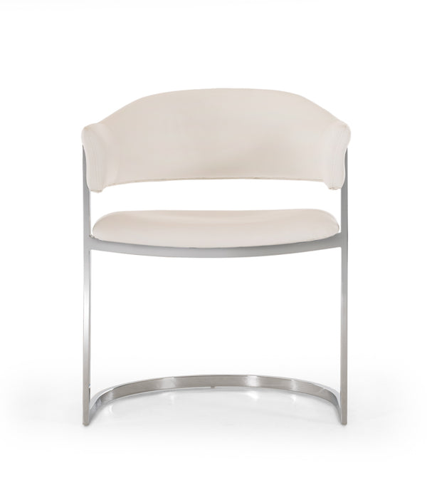 30' White Leatherette and Stainless Steel Dining Chair