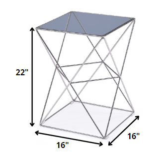 22' Glass and Stainless Steel End Table