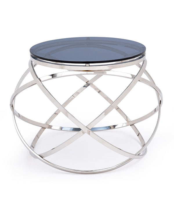 14' Smoked Glass and Stainless Steel End Table