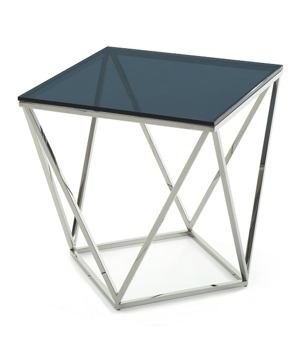 25' Glass and Stainless Steel End Table