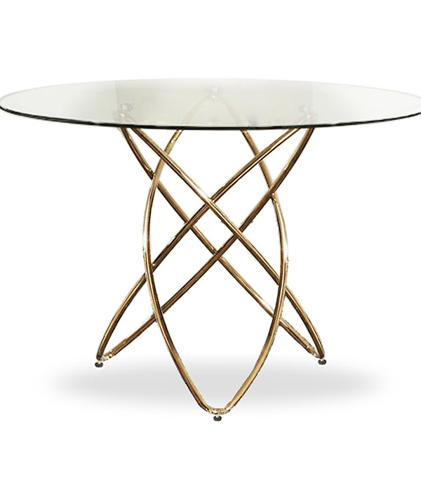 30' Rosegold Stainless Steel and Glass Dining Table