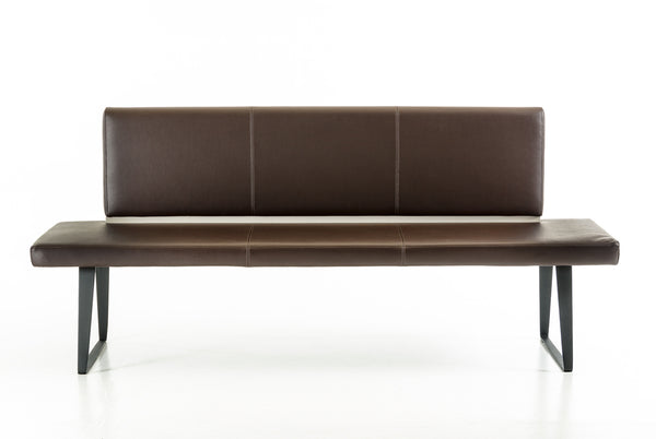 35' Brown Leatherette and Metal Dining Bench