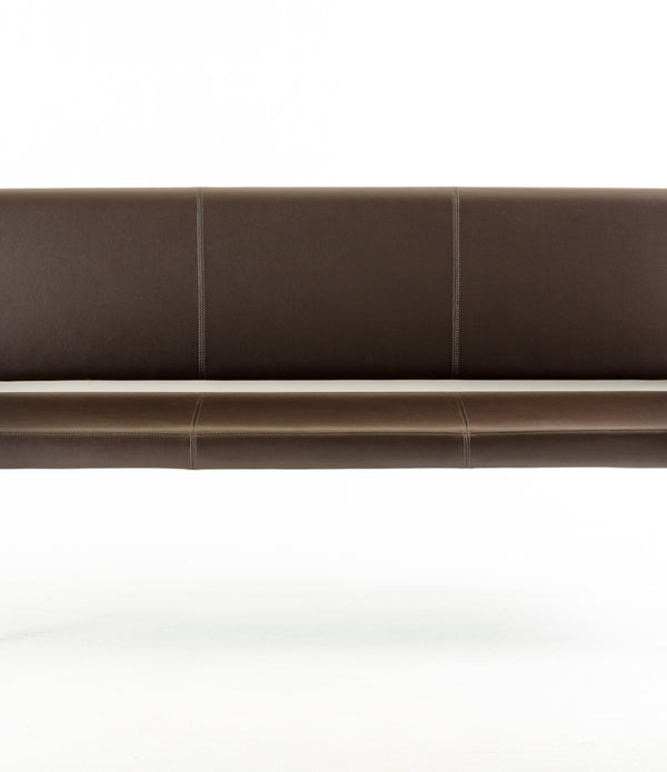 35' Brown Leatherette and Metal Dining Bench