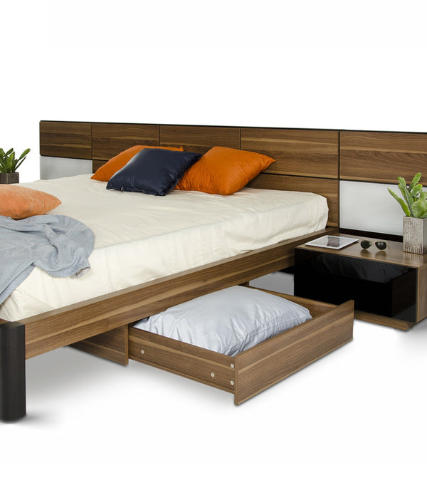 35' Veneer and MDF King Bed with Nightstands