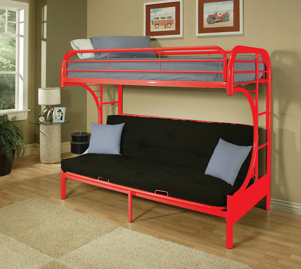 78' X 41' X 65' Twin Over Full Red Metal Tube Futon Bunk Bed