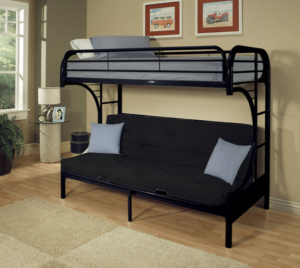 84' X 62' X 65' Twin Xl Over Queen Black Metal Tube Futon Bunk Bed