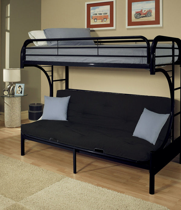 84' X 62' X 65' Twin Xl Over Queen Black Metal Tube Futon Bunk Bed