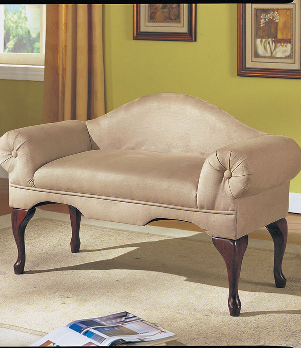 Aston Bench with Rolled Arm, Beige Microfiber