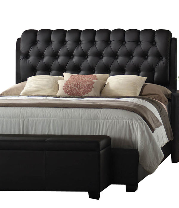 85' X 63' X 50' Black Pu Button Tufted Queen Bed