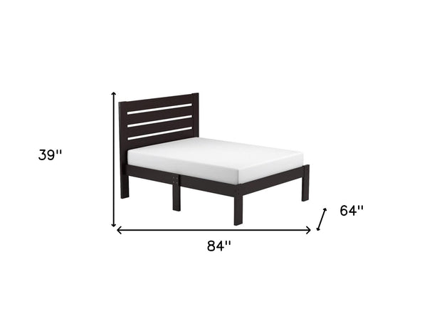 Popular Espresso Queen Size Slat Wood Bed