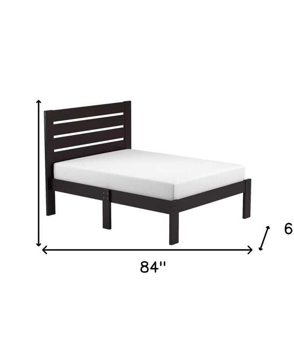 Popular Espresso Queen Size Slat Wood Bed