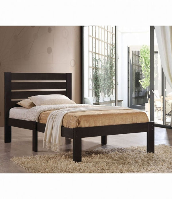 Popular Espresso Full Size Slat Wood Bed