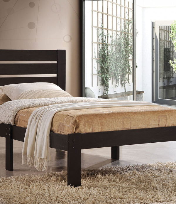 Popular Brown Twin Size Slat Wood Bed