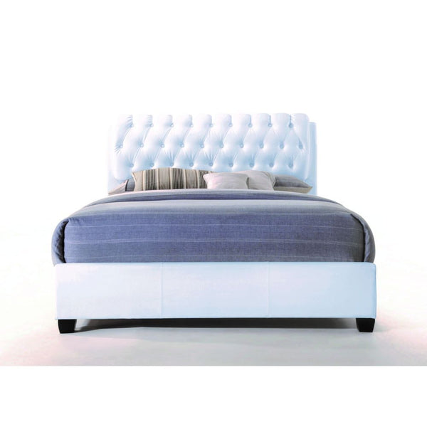 90' X 79' X 49' White Pu Button Tufted King Bed