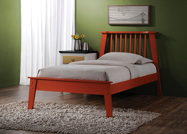 Queen Bed, Orange - Poplar Wood Orange