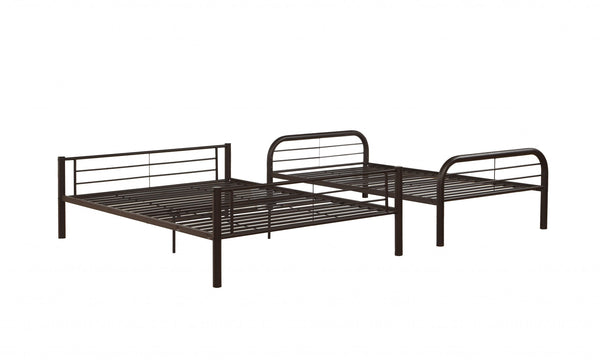 79' X 57' X 63' Twin Over Full Sandy Black Metal Tube Bunk Bed