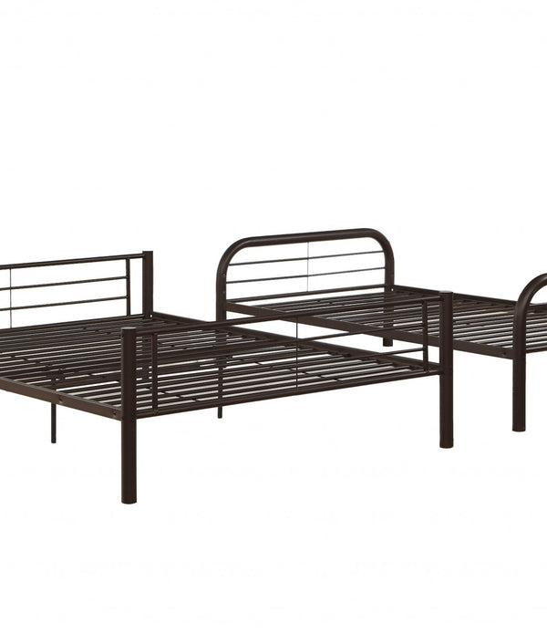 79' X 57' X 63' Twin Over Full Sandy Black Metal Tube Bunk Bed