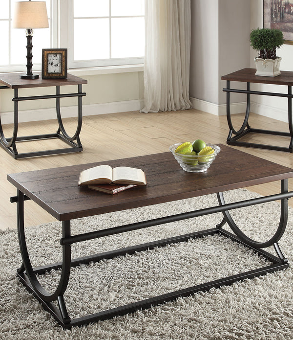 Coffee Table, Cherry & Black - MDF, Metal Cherry & Black