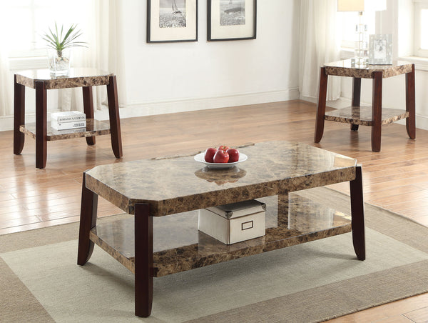 48' X 26' X 18' Faux Marble And Brown Coffee Table