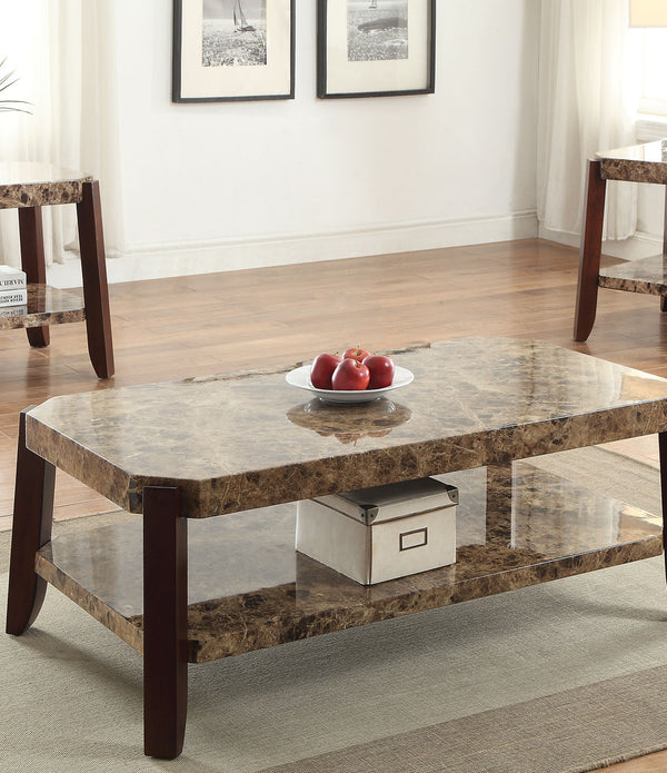 48' X 26' X 18' Faux Marble And Brown Coffee Table