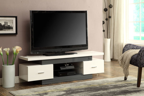 TV Stand, Black & Black Glass - MDF, PVC Veneer, Glass Black & Black Glass