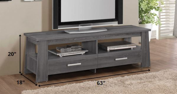 63' X 18' X 20' Dark Gray Oak Tv Stand