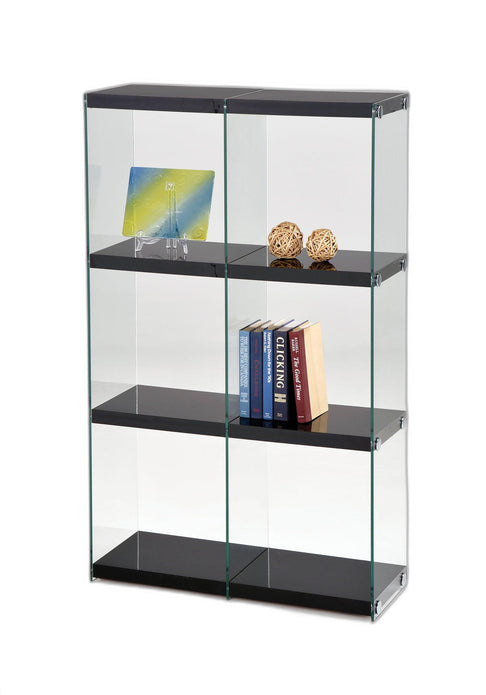 Bookcase Black  Clear Glass - Mdf Poly  Glass Black  Clear Glass