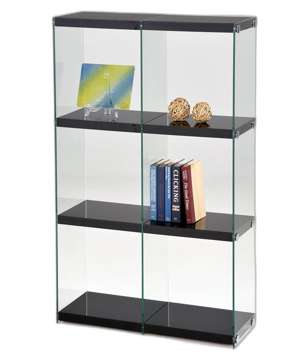 Bookcase Black  Clear Glass - Mdf Poly  Glass Black  Clear Glass