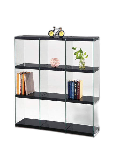 47' X 12' X 53' Black And Clear Glass Bookcase