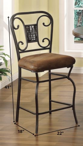 18' X 22' X 41' 2pc  Fabric And Antique Bronze Counter Height Chair