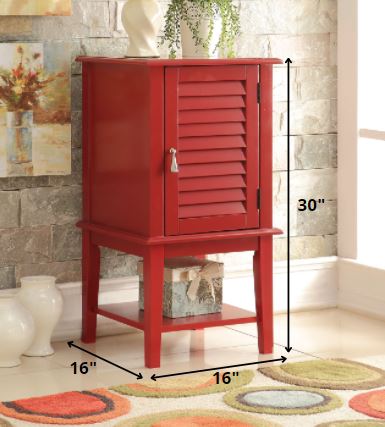 Side Table, Red - MDF, Wood (Solid), No Ven Red