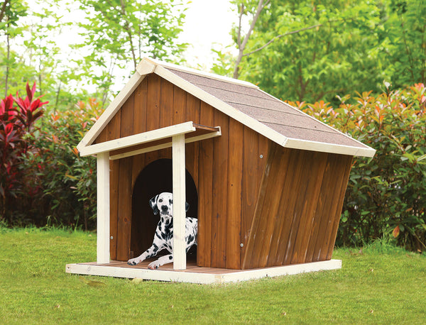 42" X 40" X 34" Cream And Oak Pet House