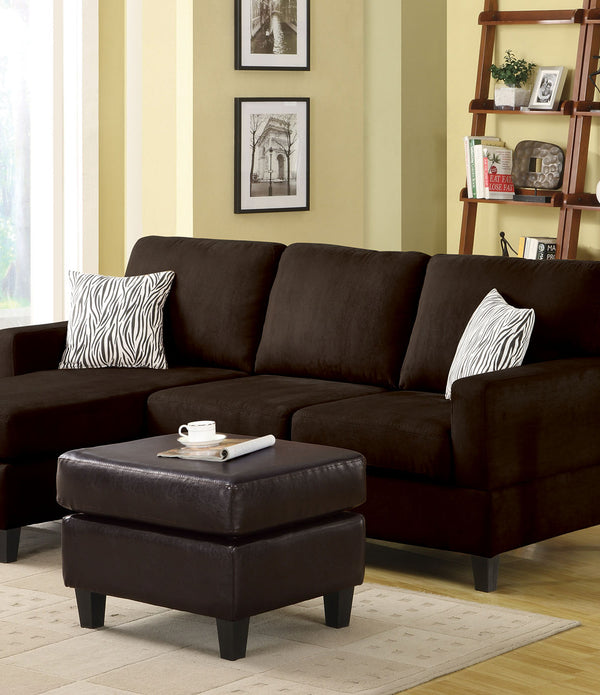 Vogue Sectional Sofa (Reversible Chaise), Chocolate Microfiber