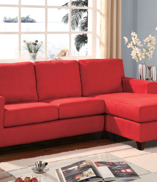 Vogue Sectional Sofa (Reversible Chaise), Red Microfiber