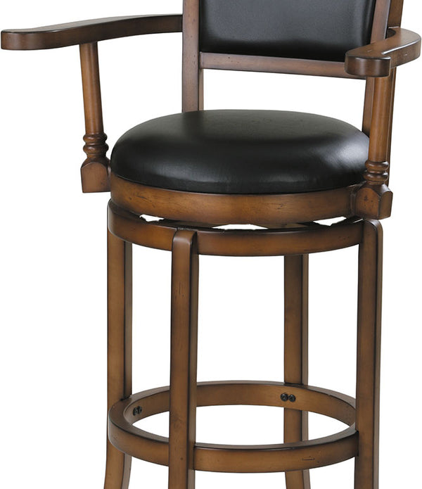 Chelsea Bar Chair with Swivel, Black PU & Oak