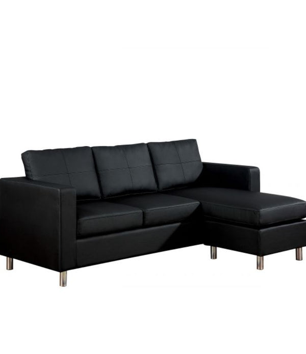 79' X 33' X 28' Black Pu Reversible Chaise Sectional Sofa