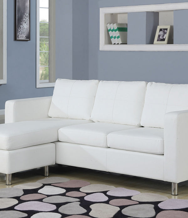 79' X 33' X 28' White Pu Reversible Chaise Sectional Sofa