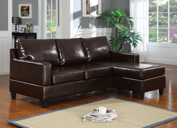 Sectional Sofa (Reversible Chaise), Espresso Bonded Leather - Bonded Leather, Frame:Ha Espresso BL