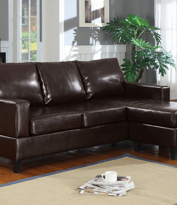 Sectional Sofa (Reversible Chaise), Espresso Bonded Leather - Bonded Leather, Frame:Ha Espresso BL