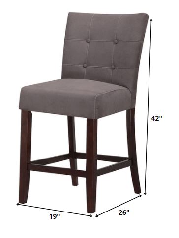 19' X 26' X 42' 2pc Gray Microfiber And Walnut Counter Height Chair