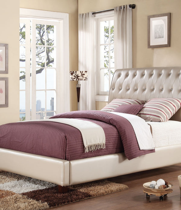 King Bed, Pearl Pu - Pu, Pine & Plywood Pearl Pu