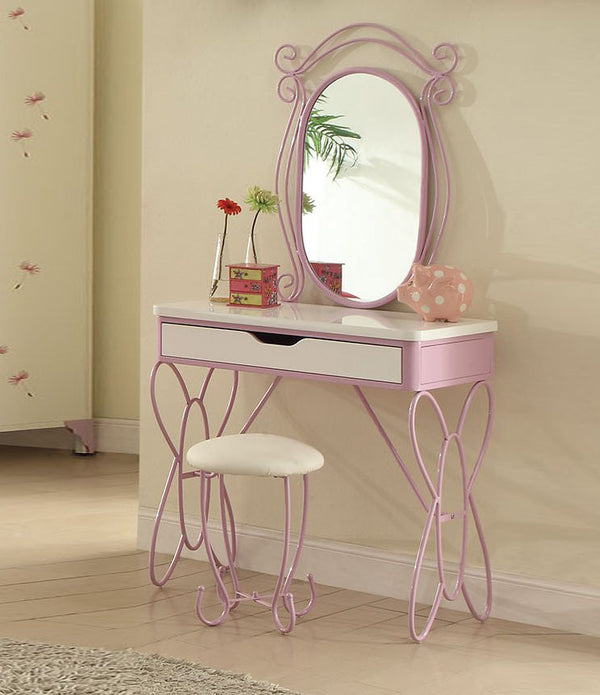 Lilac and White Butterfly Design Desk Vanity Dressing Table