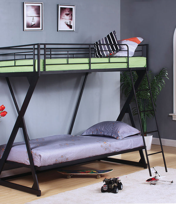 Twin/Twin Bunk Bed, Sandy Black - Steel Tube Sandy Black