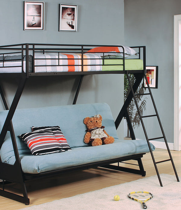 Twin/Full/Futon Bunk Bed, Sandy Black - Steel Tube Sandy Black